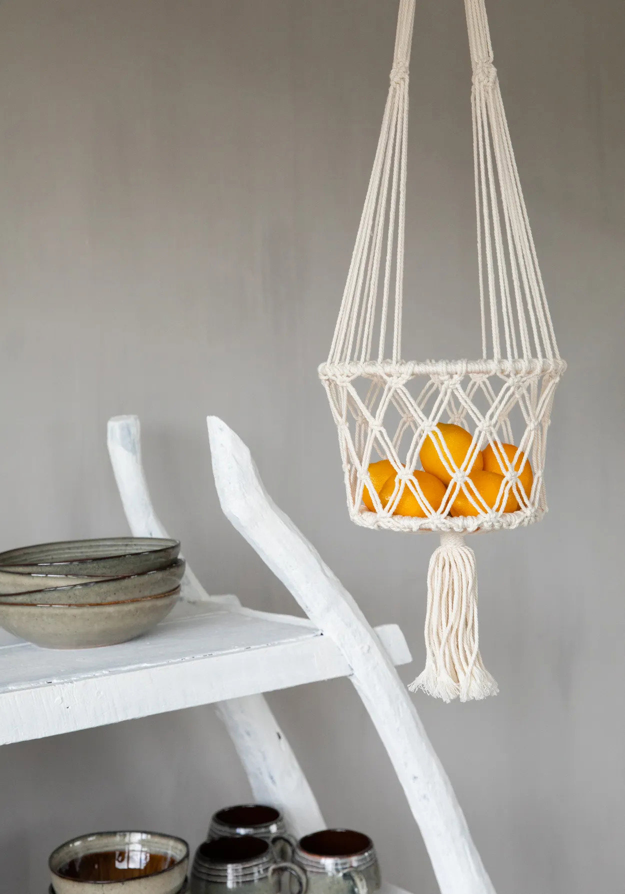 Bazar Bizar | De Macrame Planthanger - Wit - L image 6