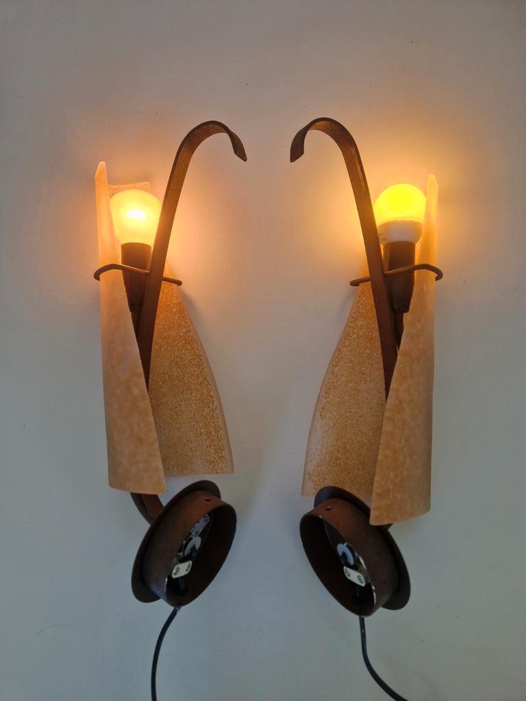 2 Vintage Lampen Design Massive Metaal Glas. image 8