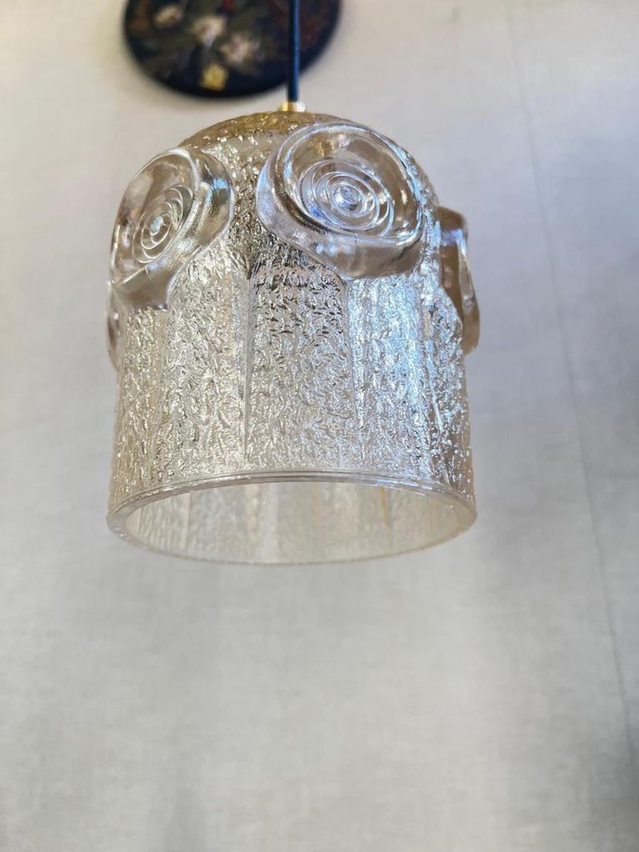 Hanglamp Amberkleurig Glas Goudkleurig Armatuur Jaren 70 image 2