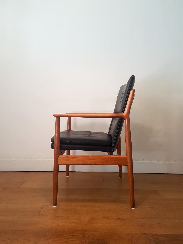 Vintage Arne Vodder 341 Fauteuil In Teak En Leer image 4