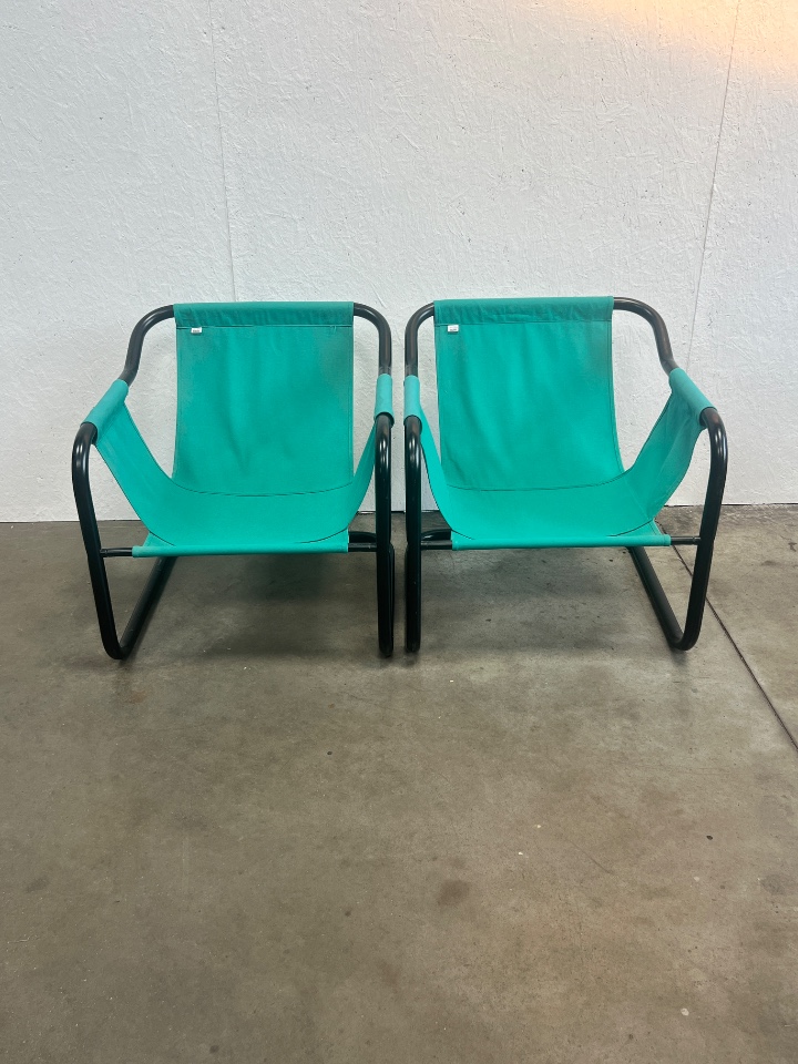 Tweetal Vintage Deense Fauteuils, Xcol, Zwart Staal Met Groene Stof, 1980’s image 11