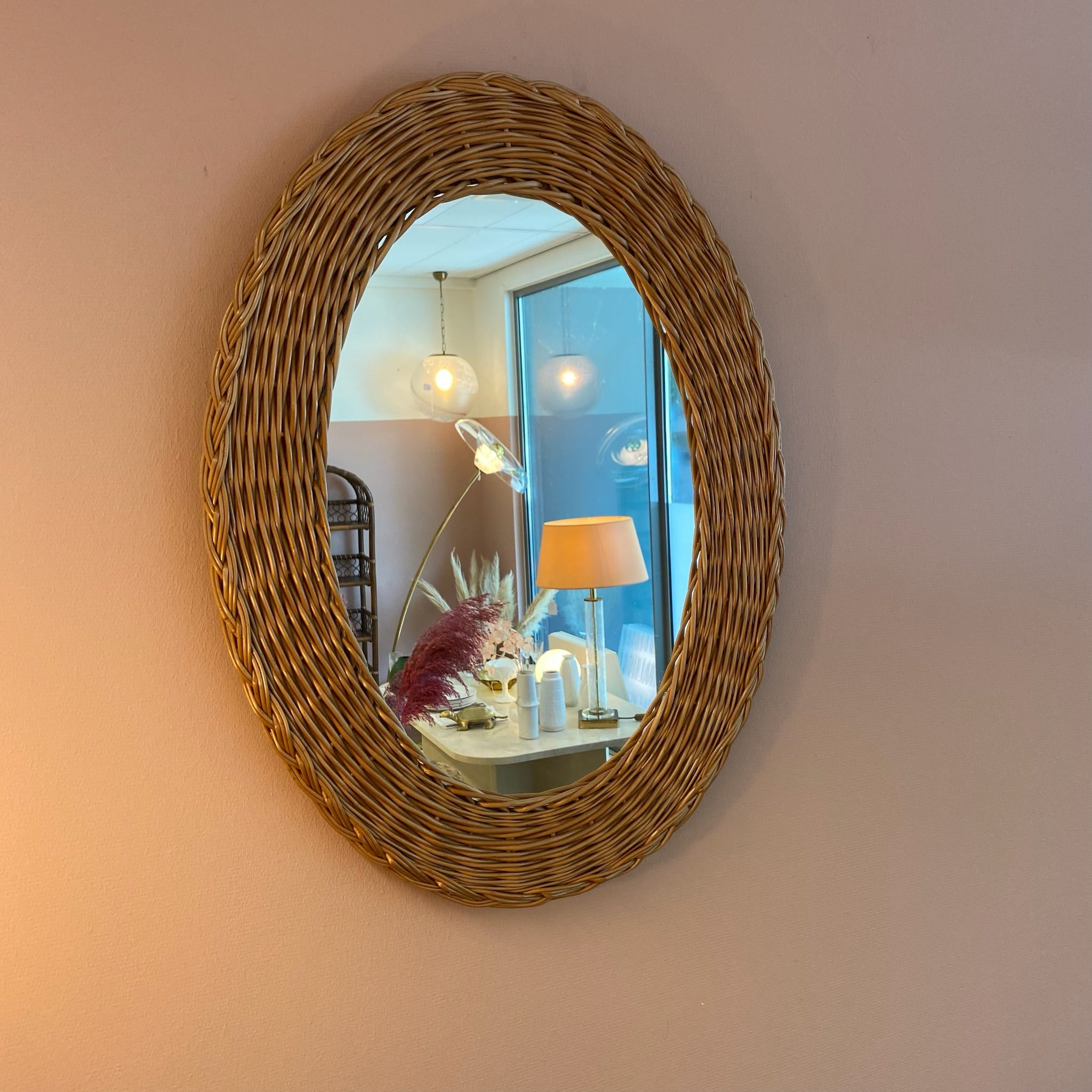 Decorative Oval Rattan Mirror image 4