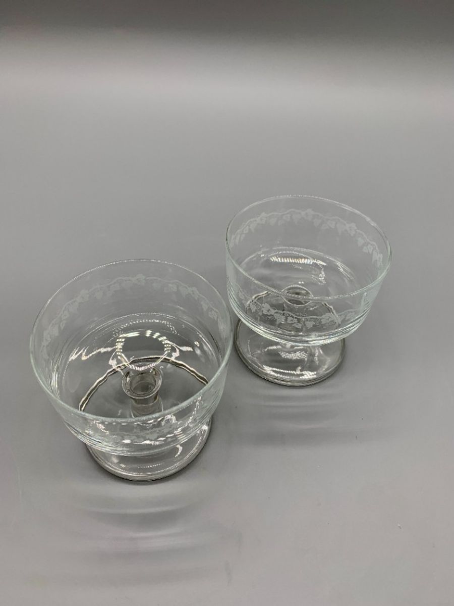 Set Vintage Coupe Glazen Druivenrank 70's 2 Stuks image 2