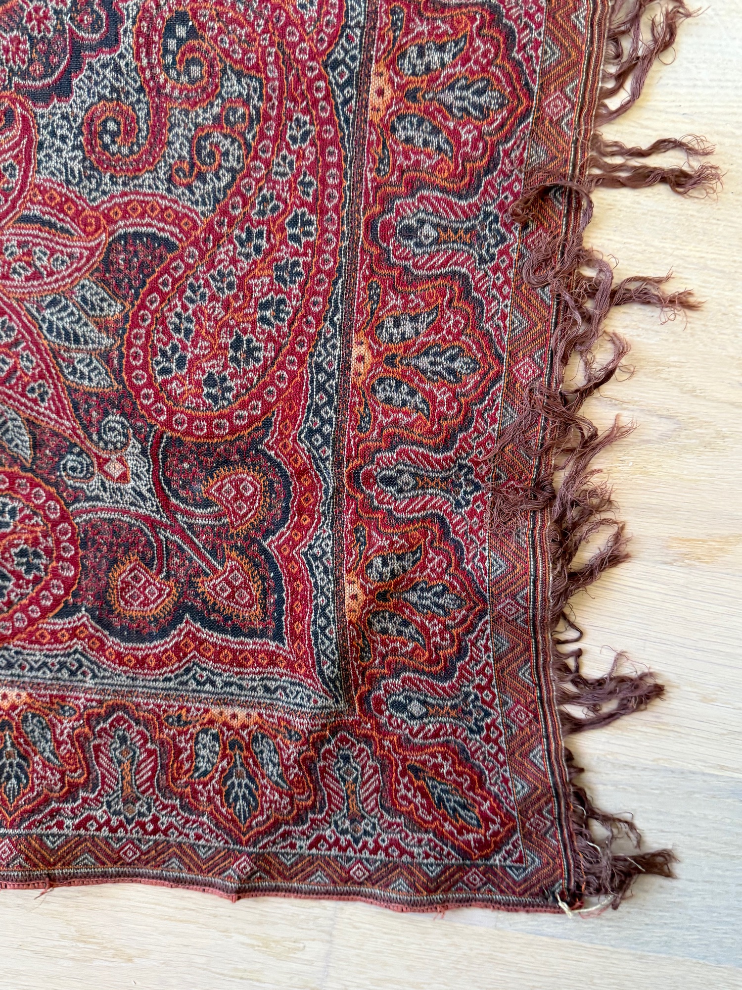 Vintage Antieke Rode Paisley Doek image 9