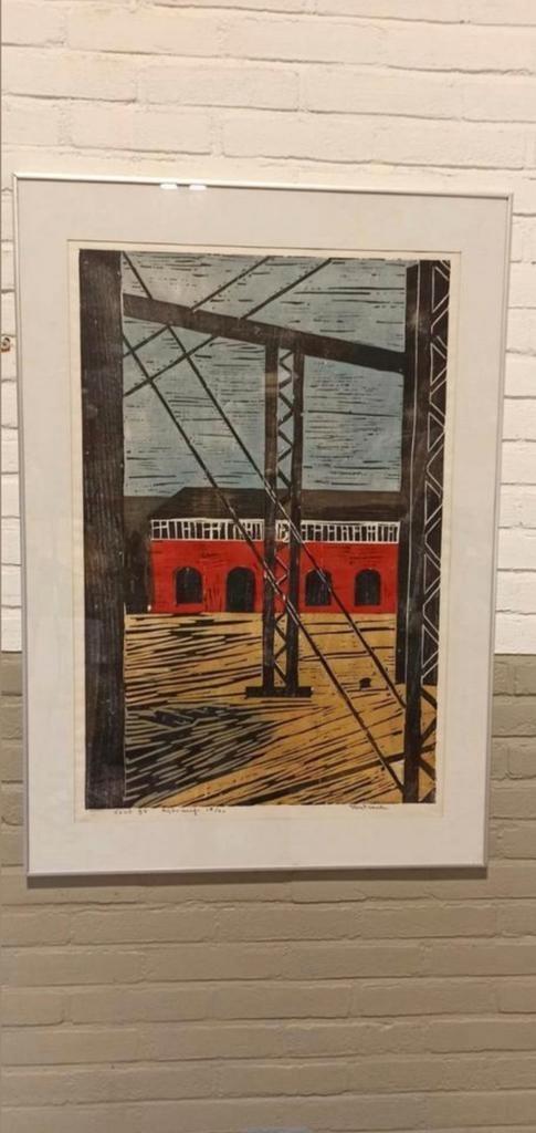 "rijkswerf", Piet Lont, 1995, Houdsnede Op Japans Papier image 7