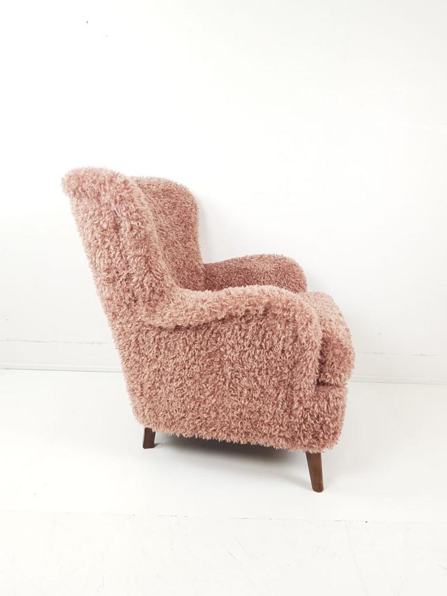 Vintage Fauteuil Nieuw Gestoffeerd Roze Doodle image 4