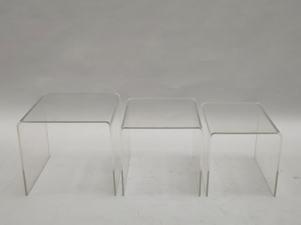 Vintage Set Bijzettafeltjes Plexiglas Nesting Tables Aqryl image 8