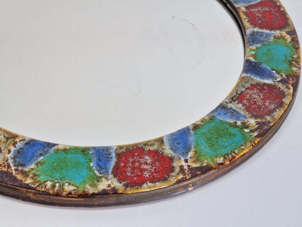 Vintage Keramiek Spiegel Mid Century ‘60 Kleurrijk Goud Rare image 8