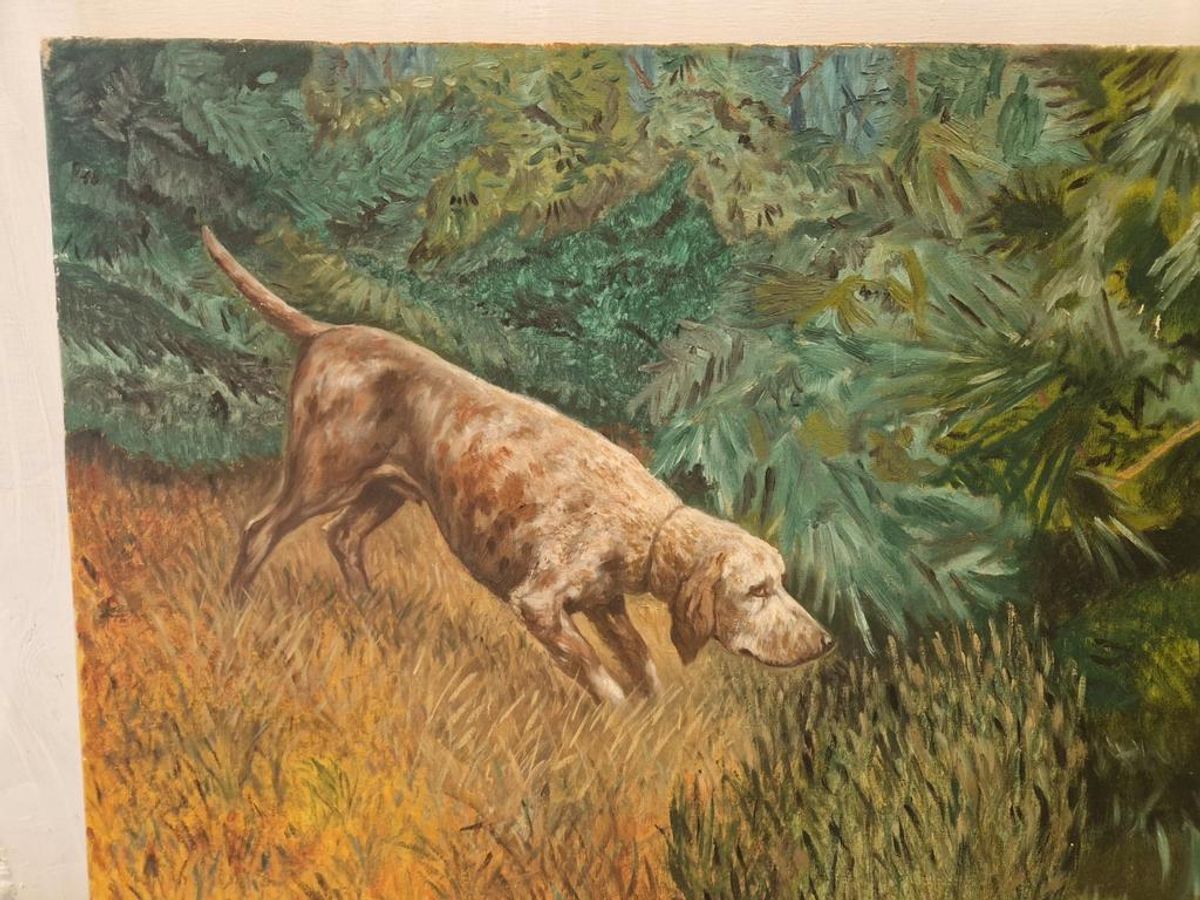 H. Van Leeuwen Jachthond En Fazanten Schilderij image 2