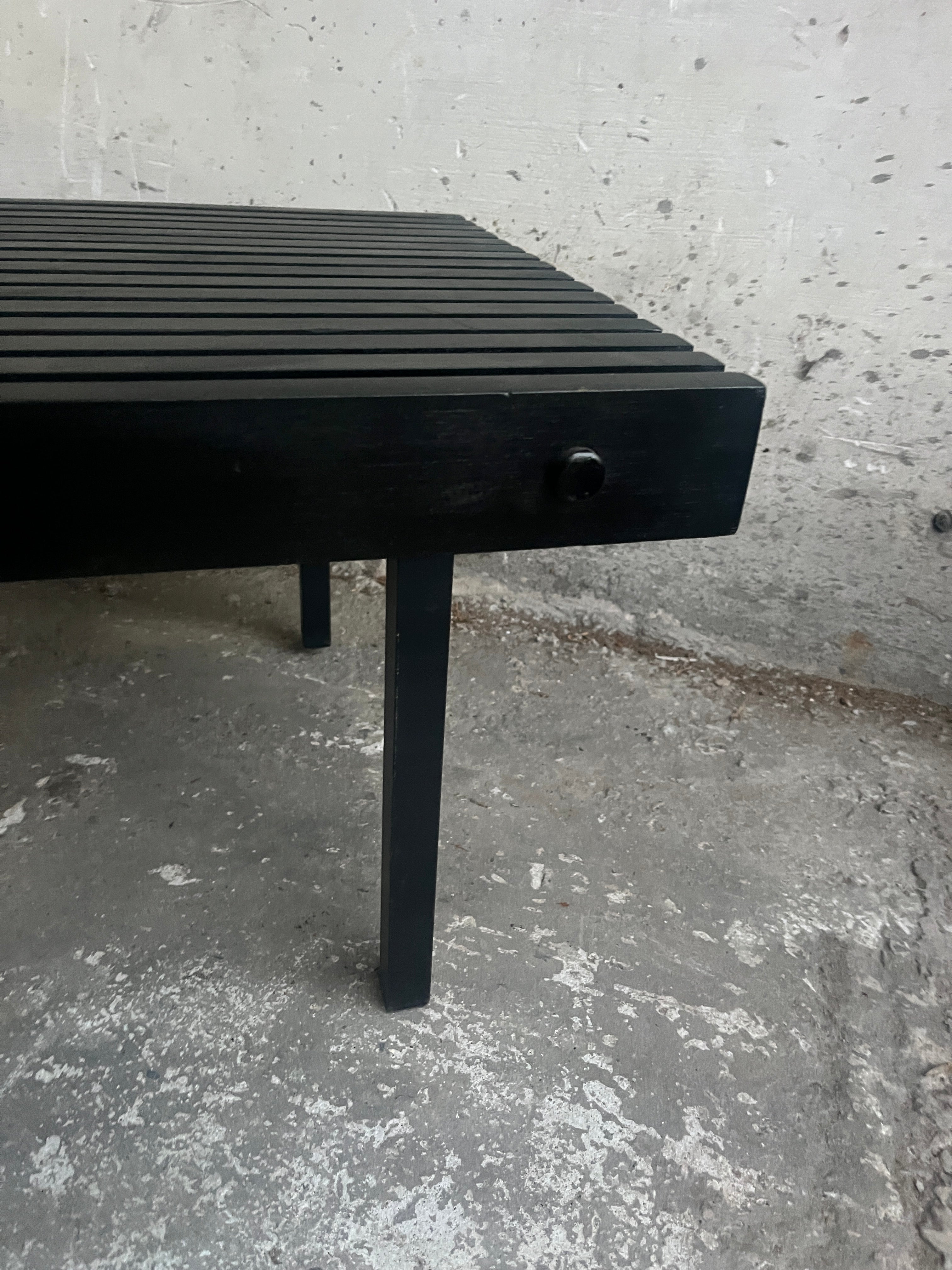 Slatted Black Wooden Bench / Coffee Table image 6
