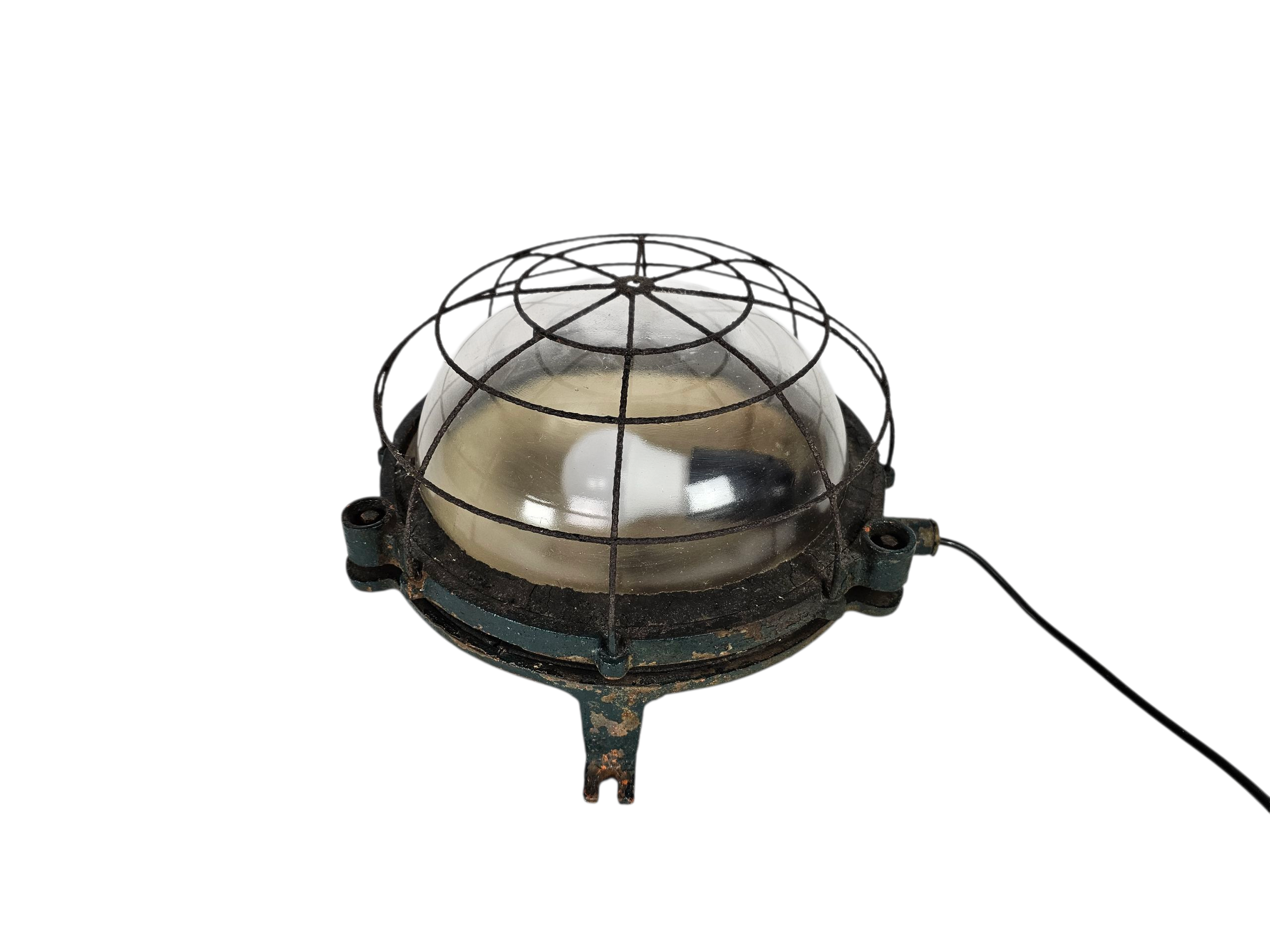 Industriële Gietijzeren Kooilamp - Muurlamp - Buitenlamp - Gal - Frankrijk - 50's image 6