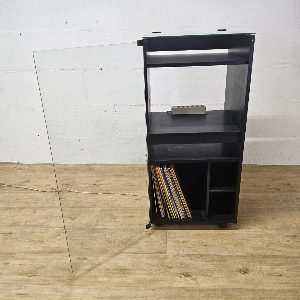 Vintage Vinylkast / Platenspeler Meubel (jaren 80) Hout,glas (80s) Lp Opberg Kast /vinyl Cabinet image 11