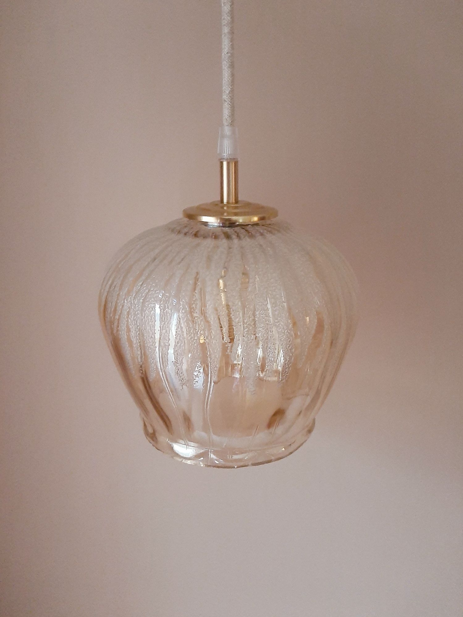 Vintage Hanglamp Amberkleur | Frosted Glas | Jaren 60 Lamp image 2