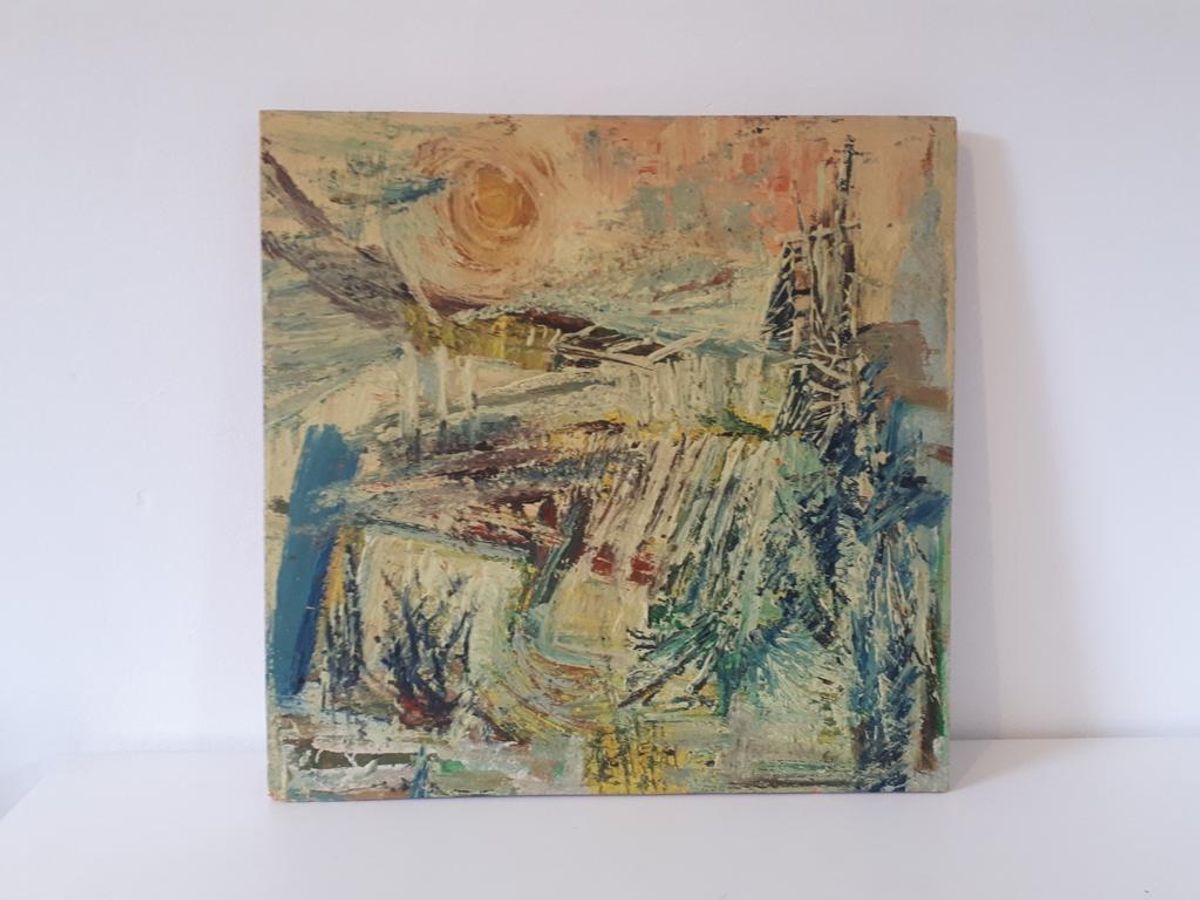 Jaren 70 Origineel Vintage Schilderij Acryl Op Hardboard image 3