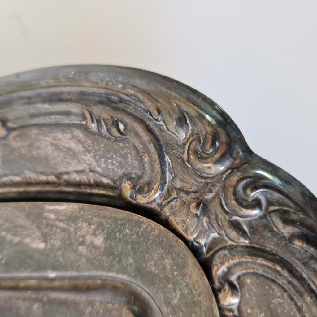 Antieke Serveerschaal Zilverkleurige Schaal Bord image 7
