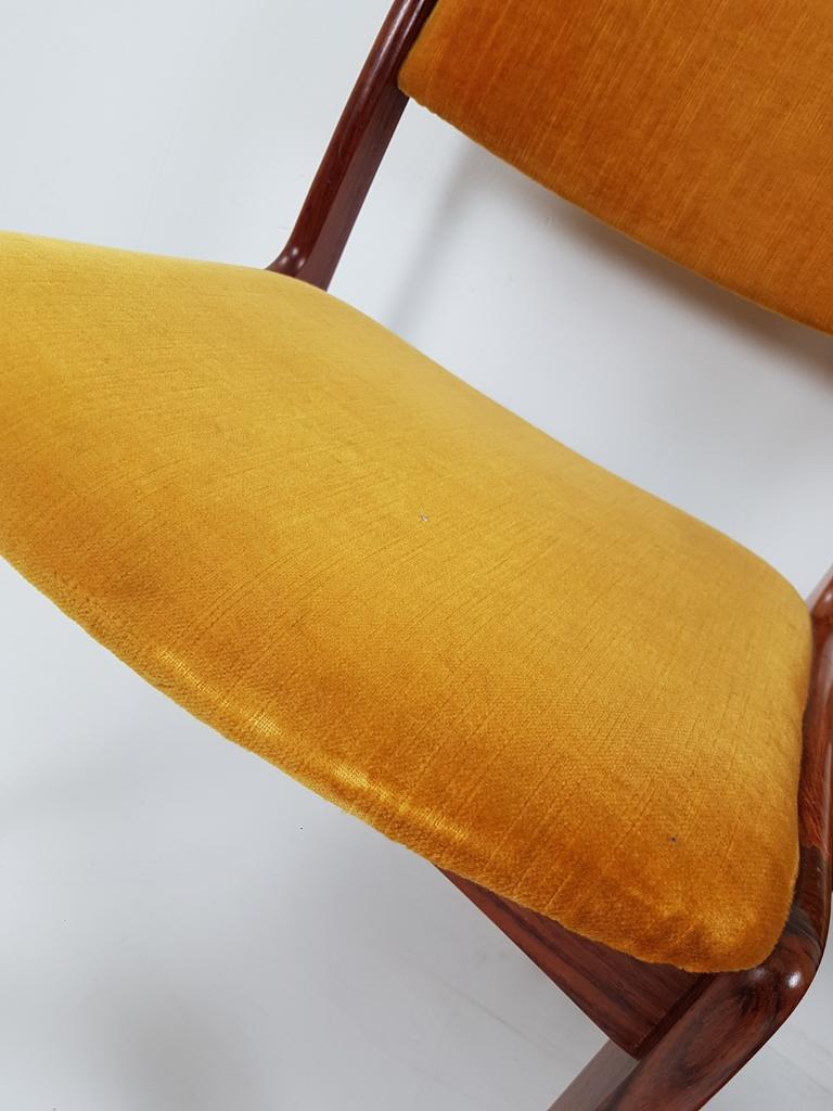 Vintage Deense Stoelen Okergeel Velours Dining Chairs Danish image 7