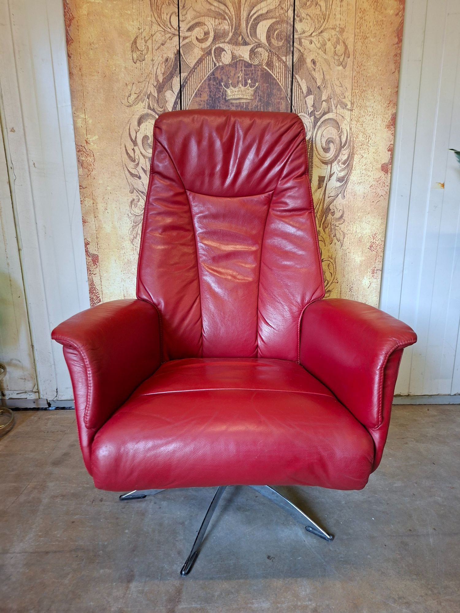 Rood Lederen Relexfauteuil image 2