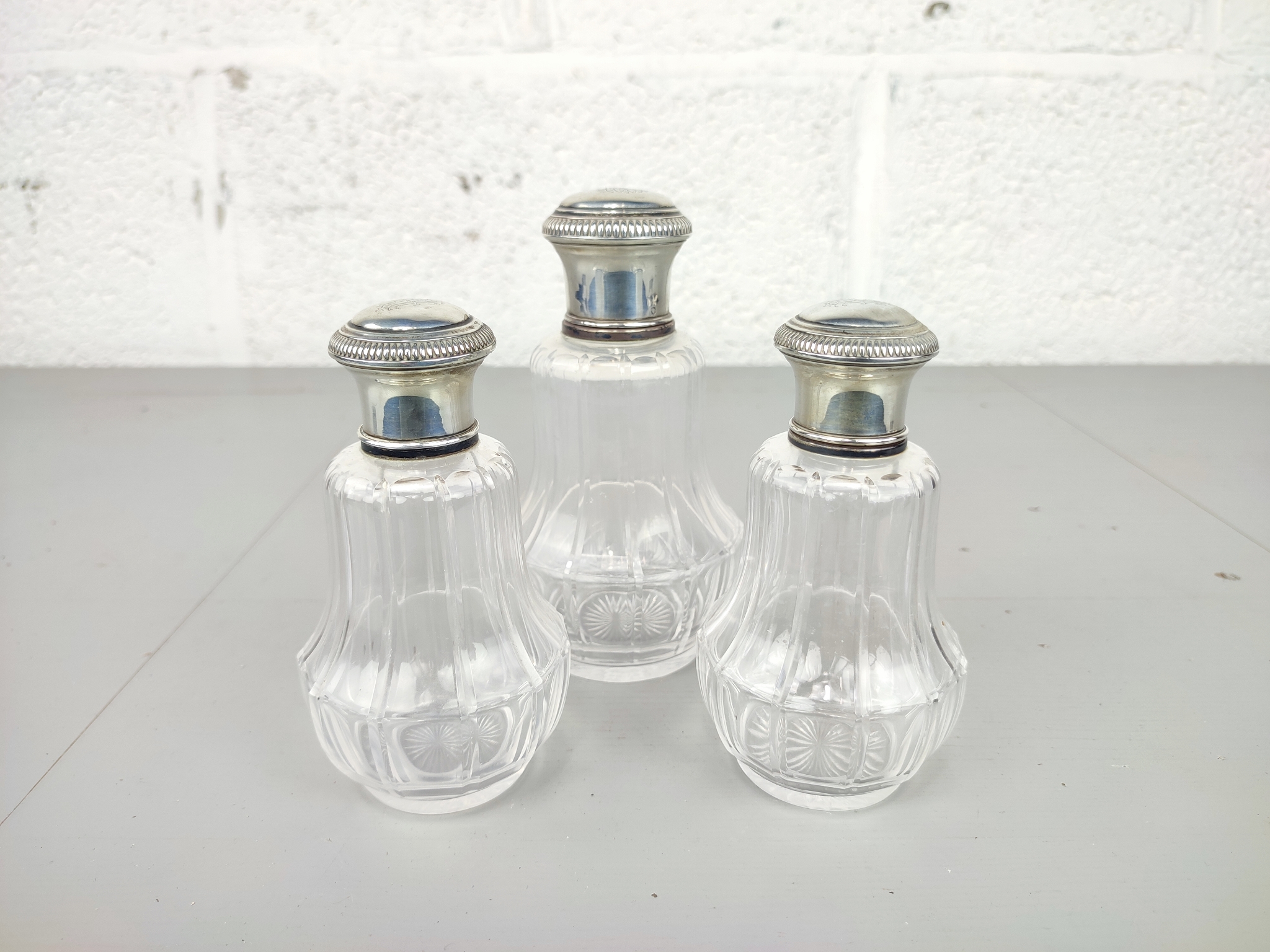 Antieke Parfumset Glas & Zilver image 2