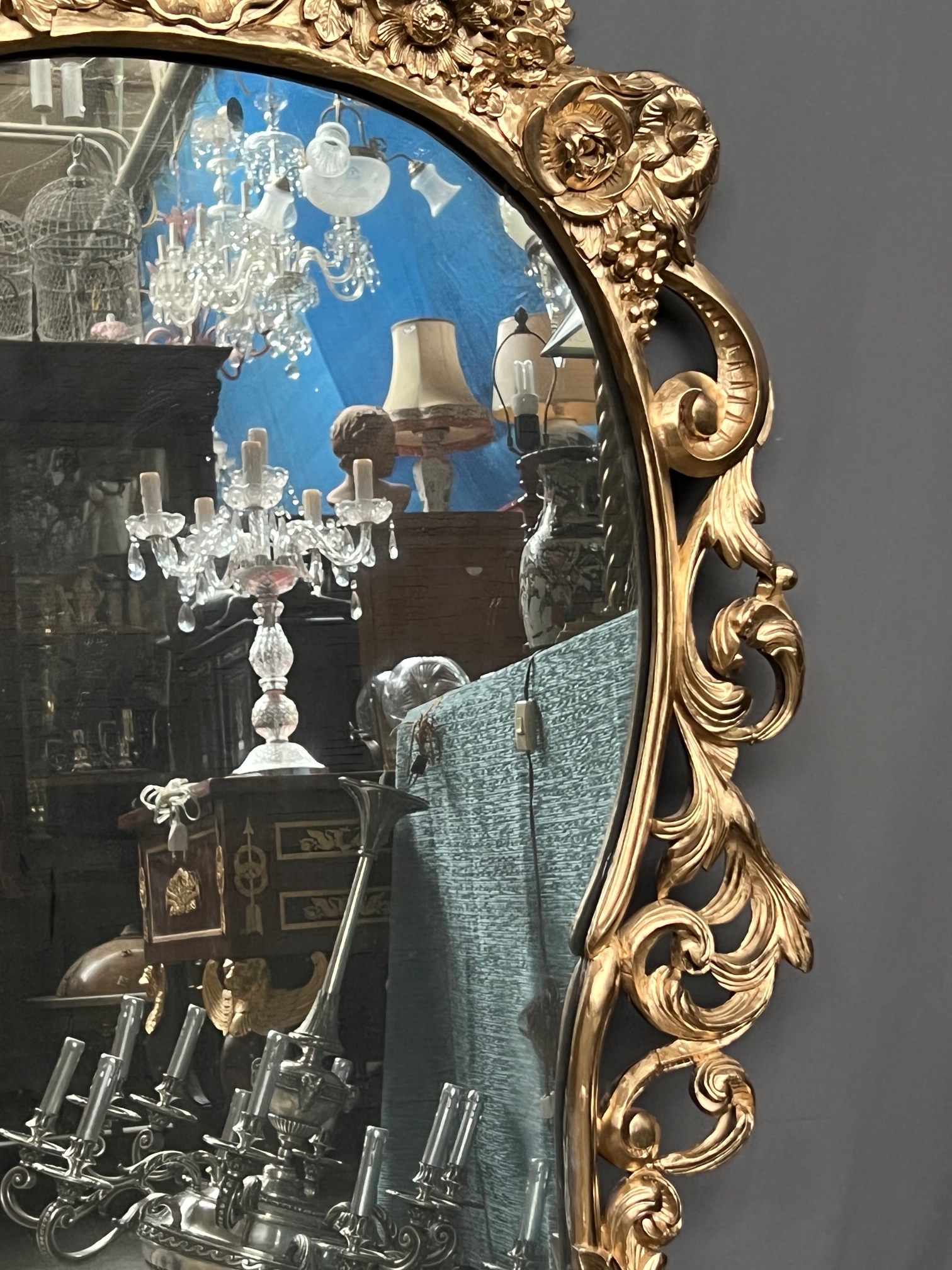 Antieke Houten Spiegel In Rococostijl. image 7