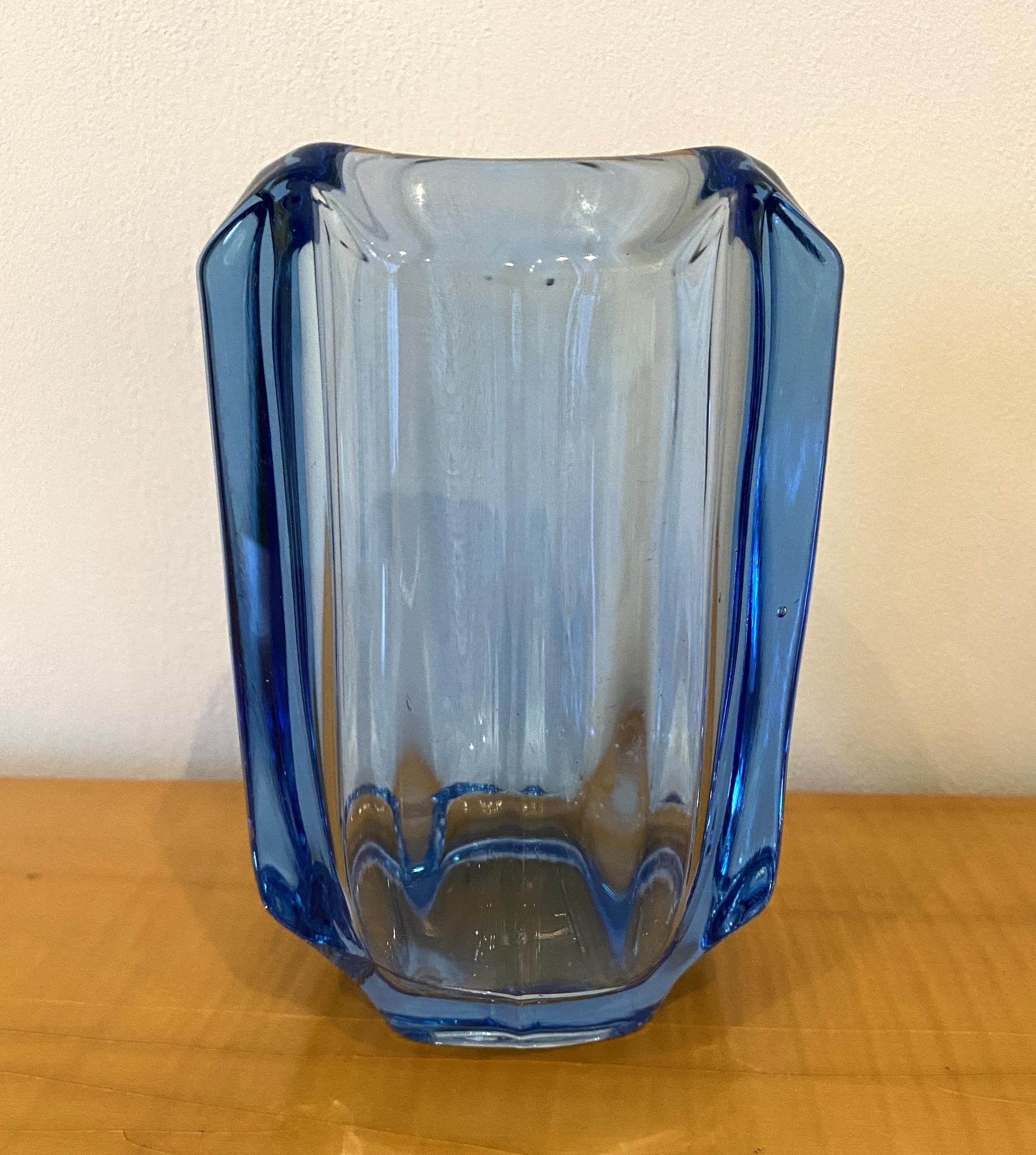 Uranium Glass Vase Blue 1970s image 13