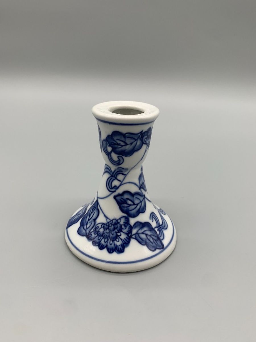 Kandelaar Porselein Blauw Wit Rond image 6