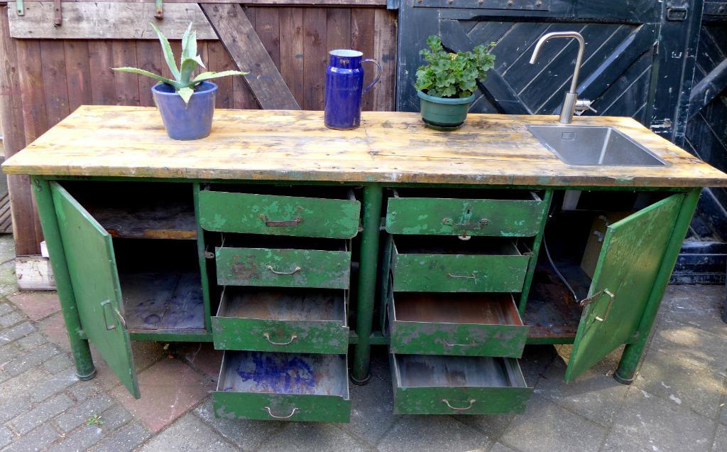 Grote Oude Buffet Vitrine School Museum Winkel Kast image 22