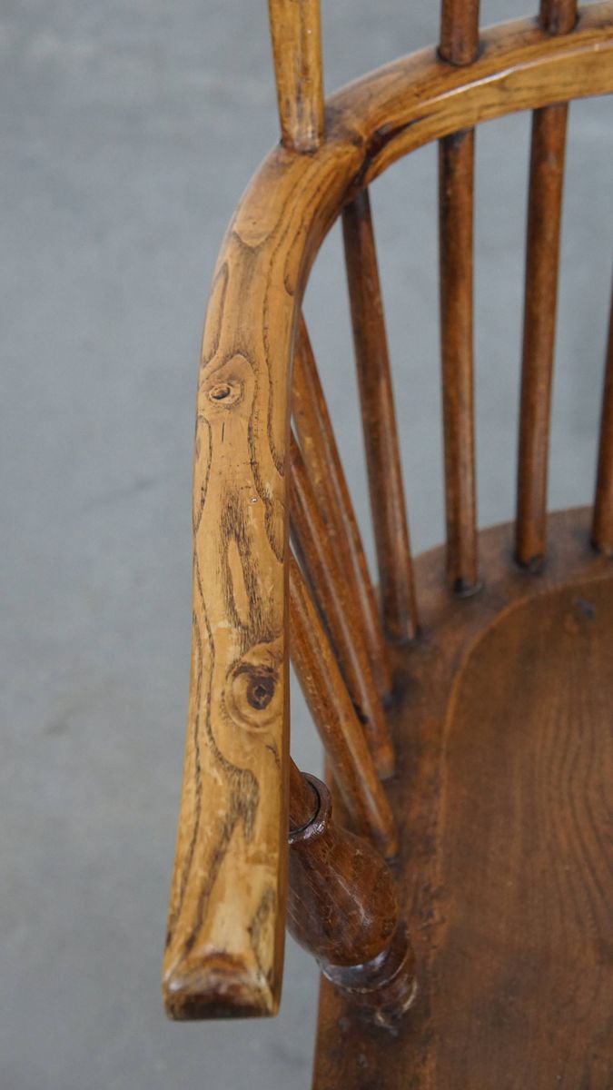 Leuke Antieke Engelse Windsor Stickback Chair Uit De 19e Eeuw Gemaakt Van Iepenhout image 7