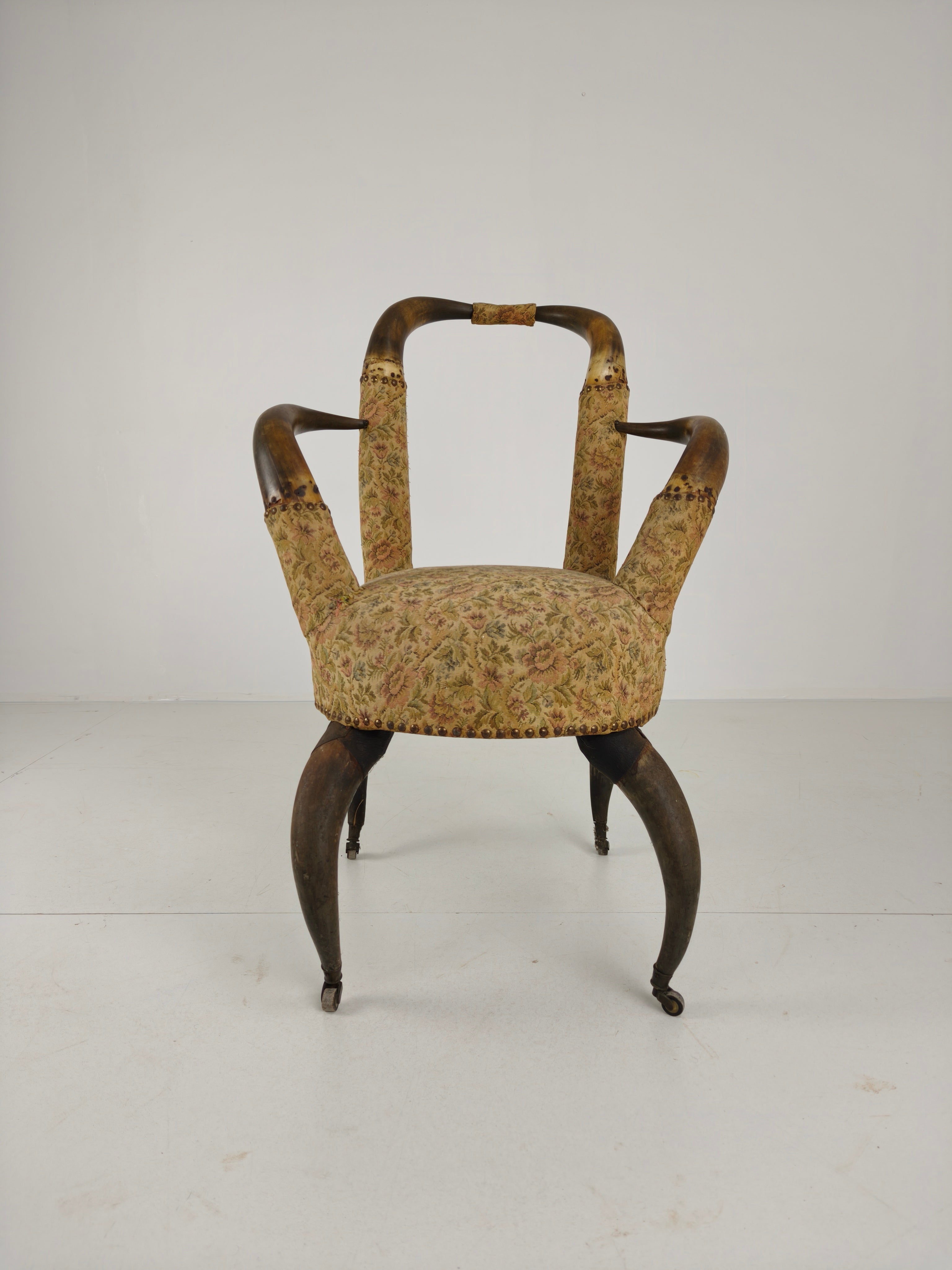 Zeldzame, Zeer Decoratieve 19E-Eeuwse Stierenhoornfauteuil (1870) image 8