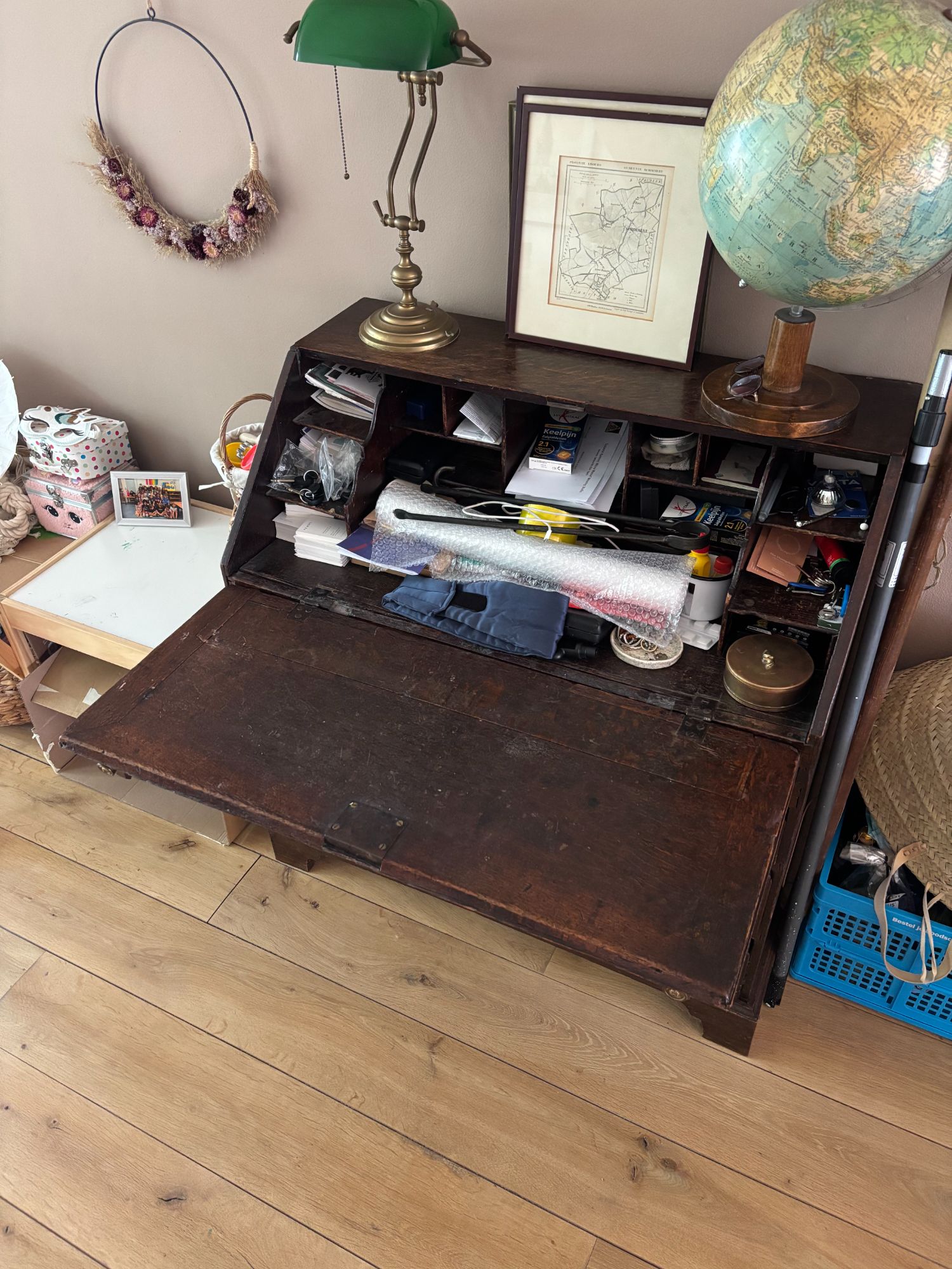 Antieke Secretaire Kast – Uitklapbaar Bureau (93x104x51 Cm) image 3