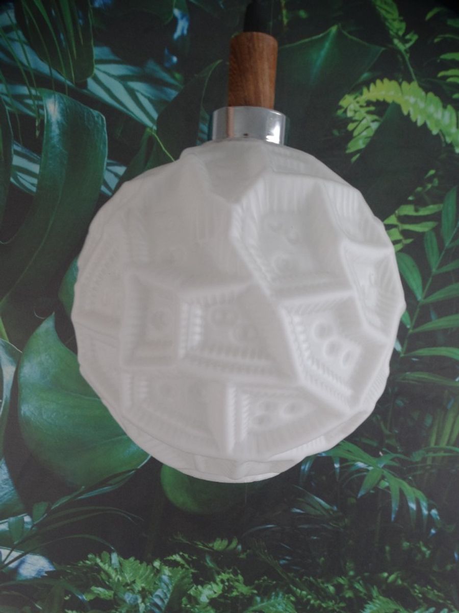 Melkglas Hnglamp Met Reliëfpatroon image 6