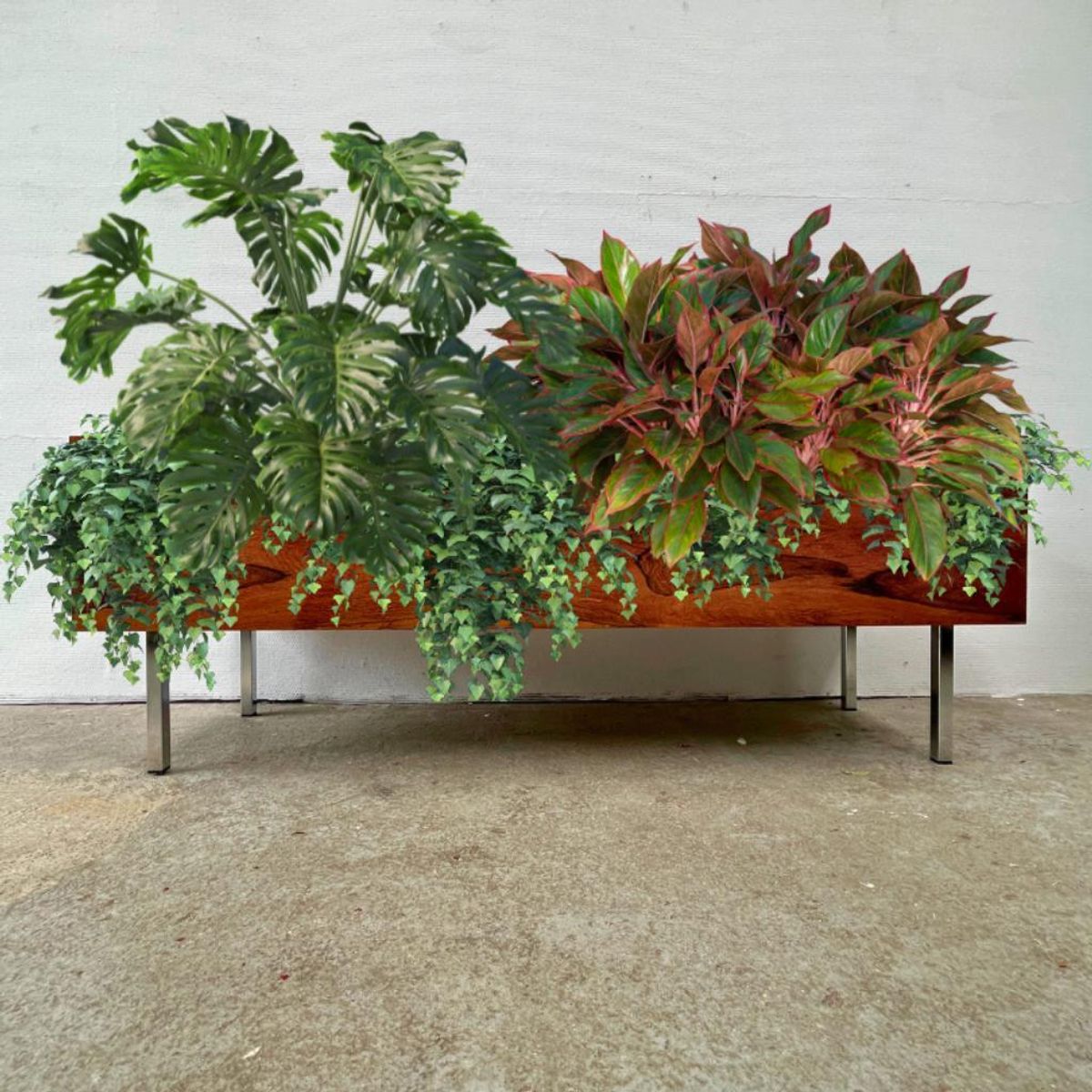 Midcentury Rechthoekige Xl Plantenbak Palissander - Chroom image 7