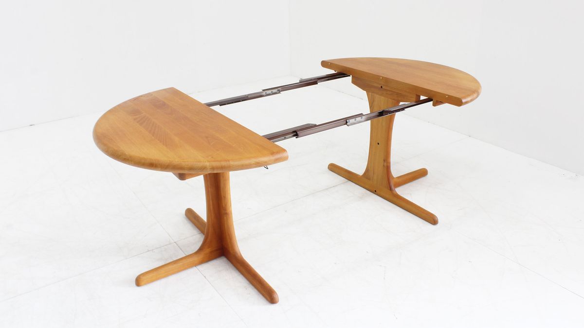 Vintage Deense Ronde Uitschuifbare Eettafel Tafel Massief Teak image 5