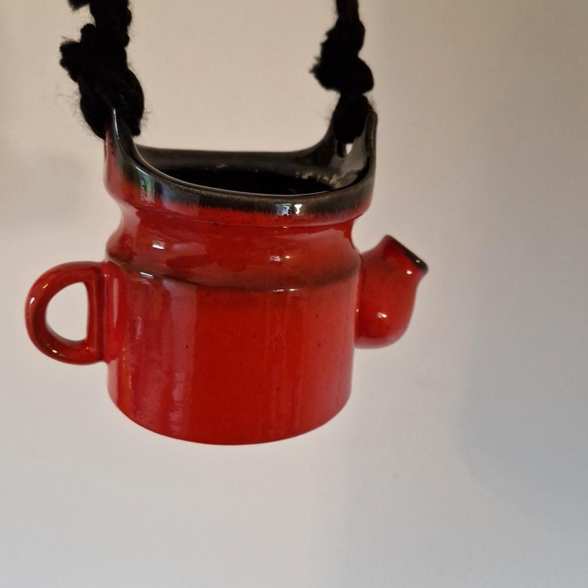 Vintage Hangpot Rode Keramieke Bloempot image 2