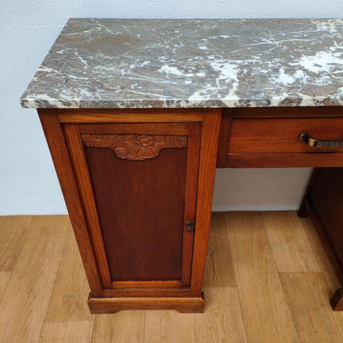 Vintage Antiek Bureau Buro Sidetable Kaptafel Marmer Blad image 12