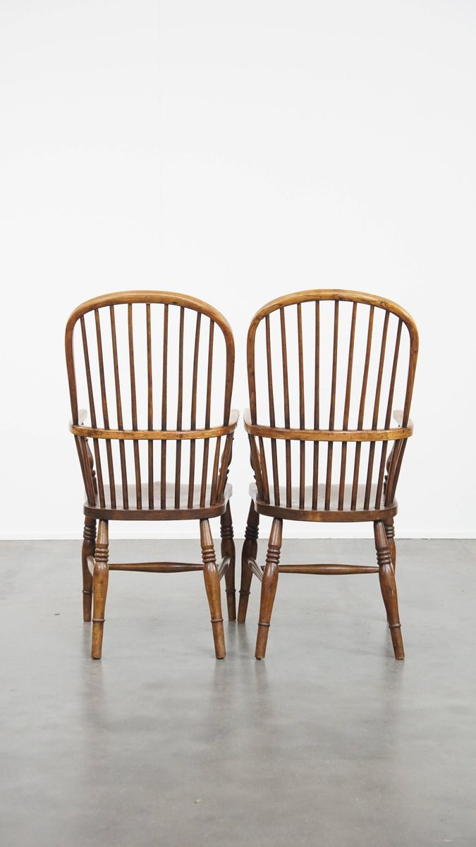 Geweldige Set Van 6 Antieke Engelse Windsor Stickback Chairs Uit De 19e Eeuw image 4