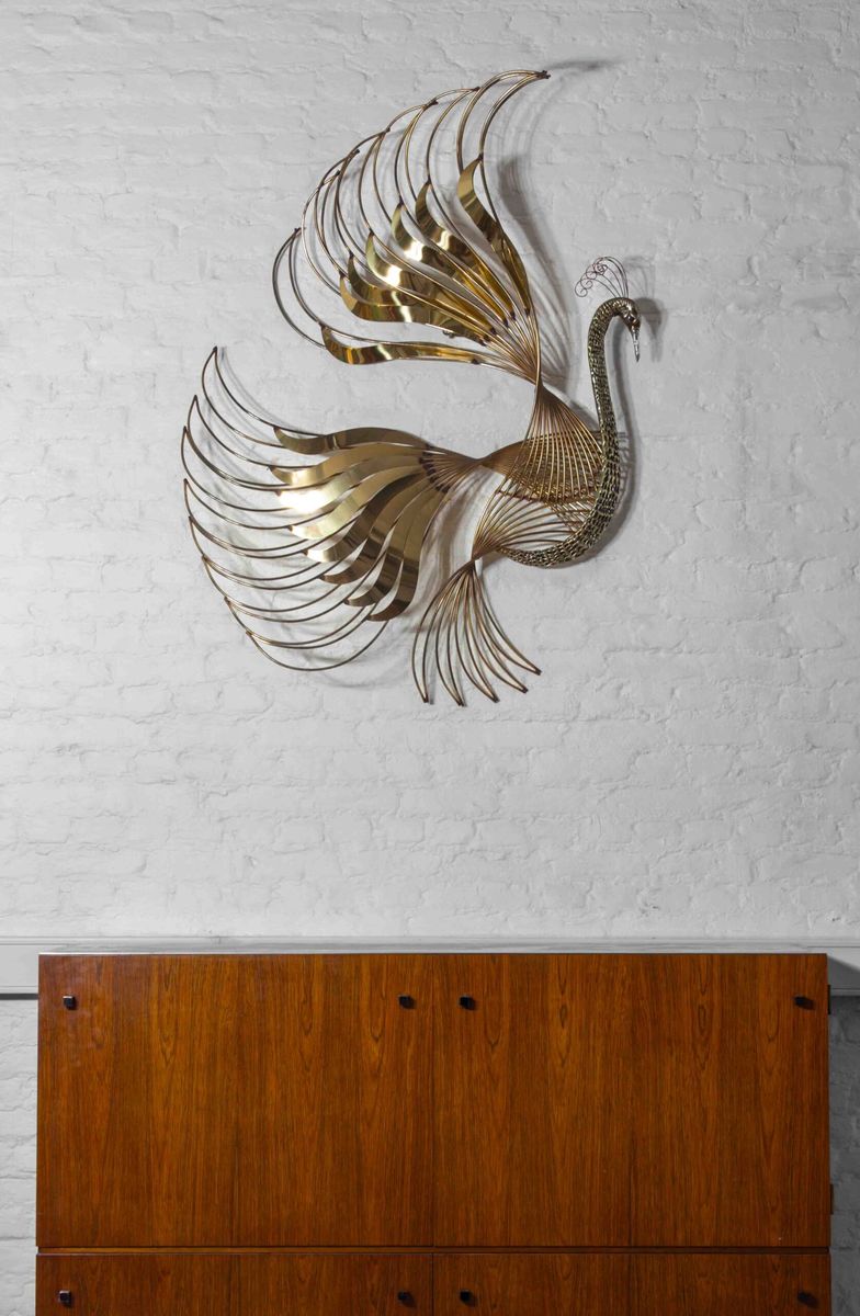 Mid-century "pauw" Muur Sculptuur In Messing Door Curtis Jere, 1980 image 2