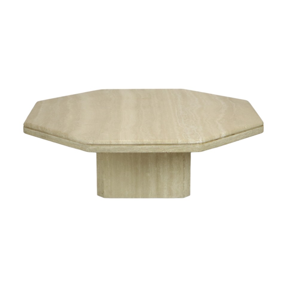 Vintage Achthoekige Travertin Salontafel Jaren 70 Design Italiaans image 3