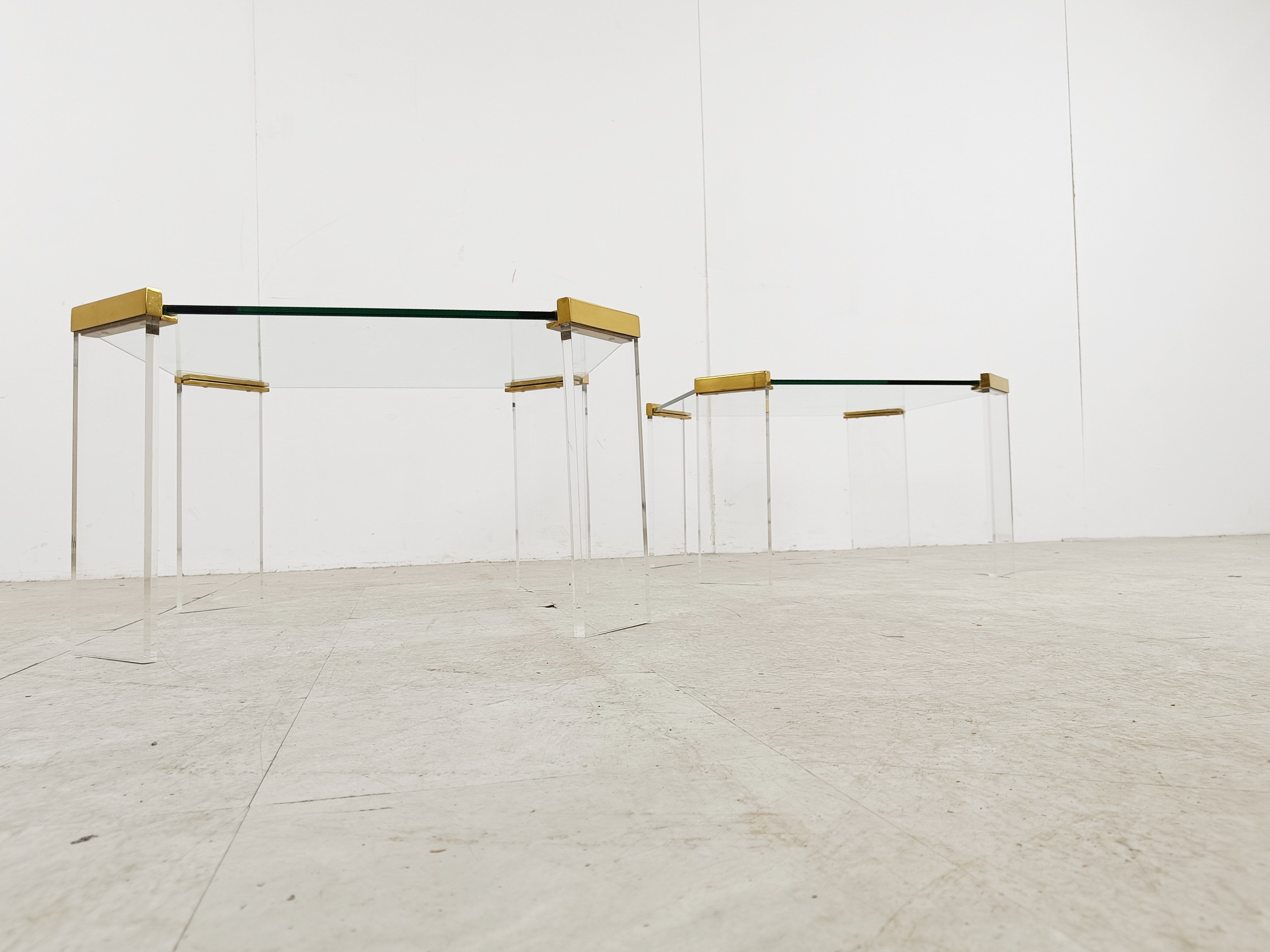 Lucite And Brass Coffee Or Side Tables, 1970s image 3