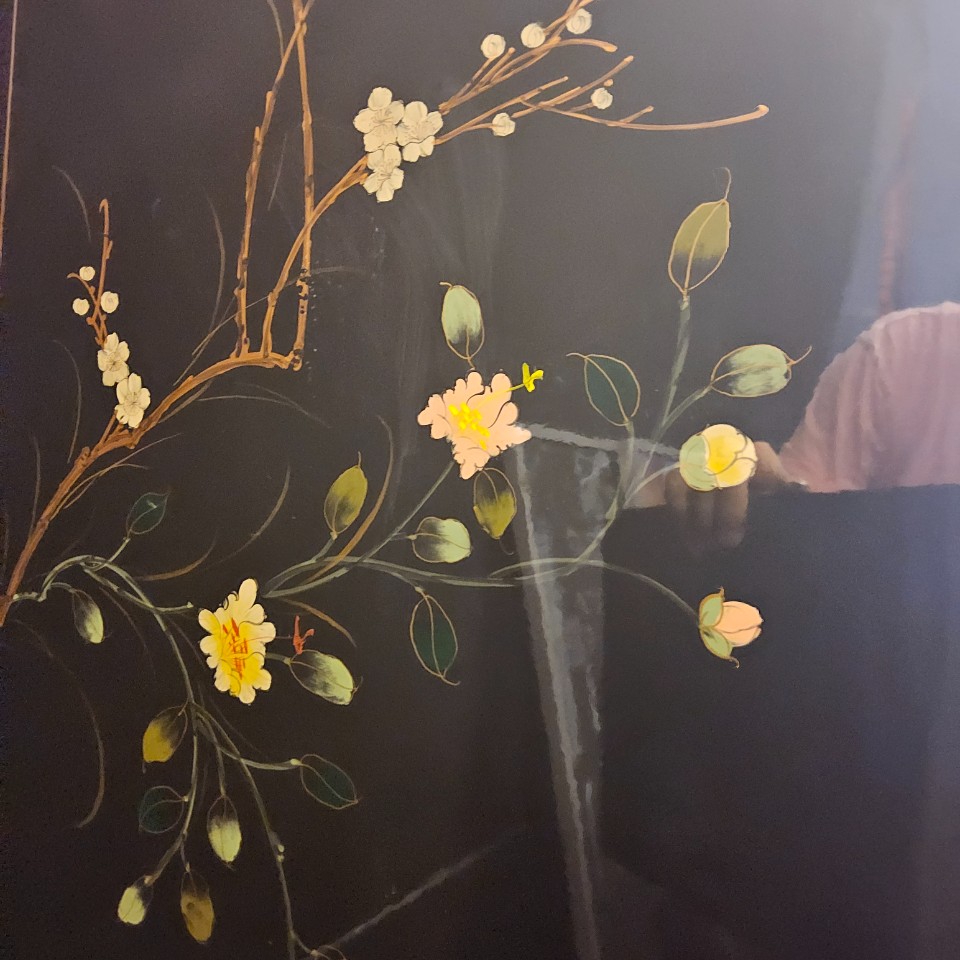 Vintage Chinese Kast Vogels, Bloemen Bladgoud Bohemian Kast / Oosterse Kast / Chinese Cabinet image 8