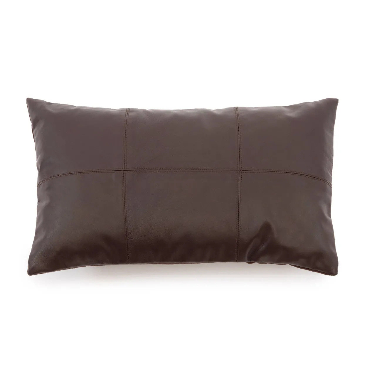 Bazar Bizar | Het Six Panel Leather Kussenhoes - Chocolade - 30x50 image 2