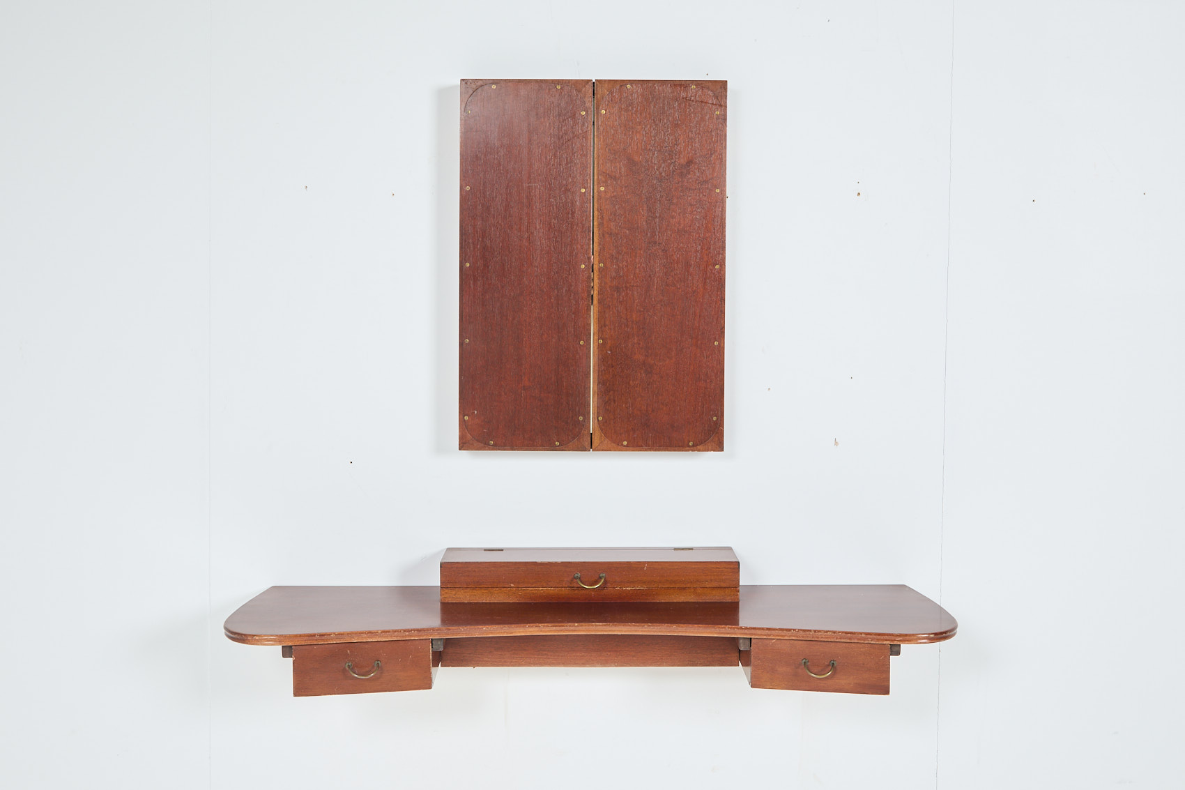 Danish Mid-century Modern Wall Console With Mirror By Frode Holm For Illums Bolighus, 1950’s image 3