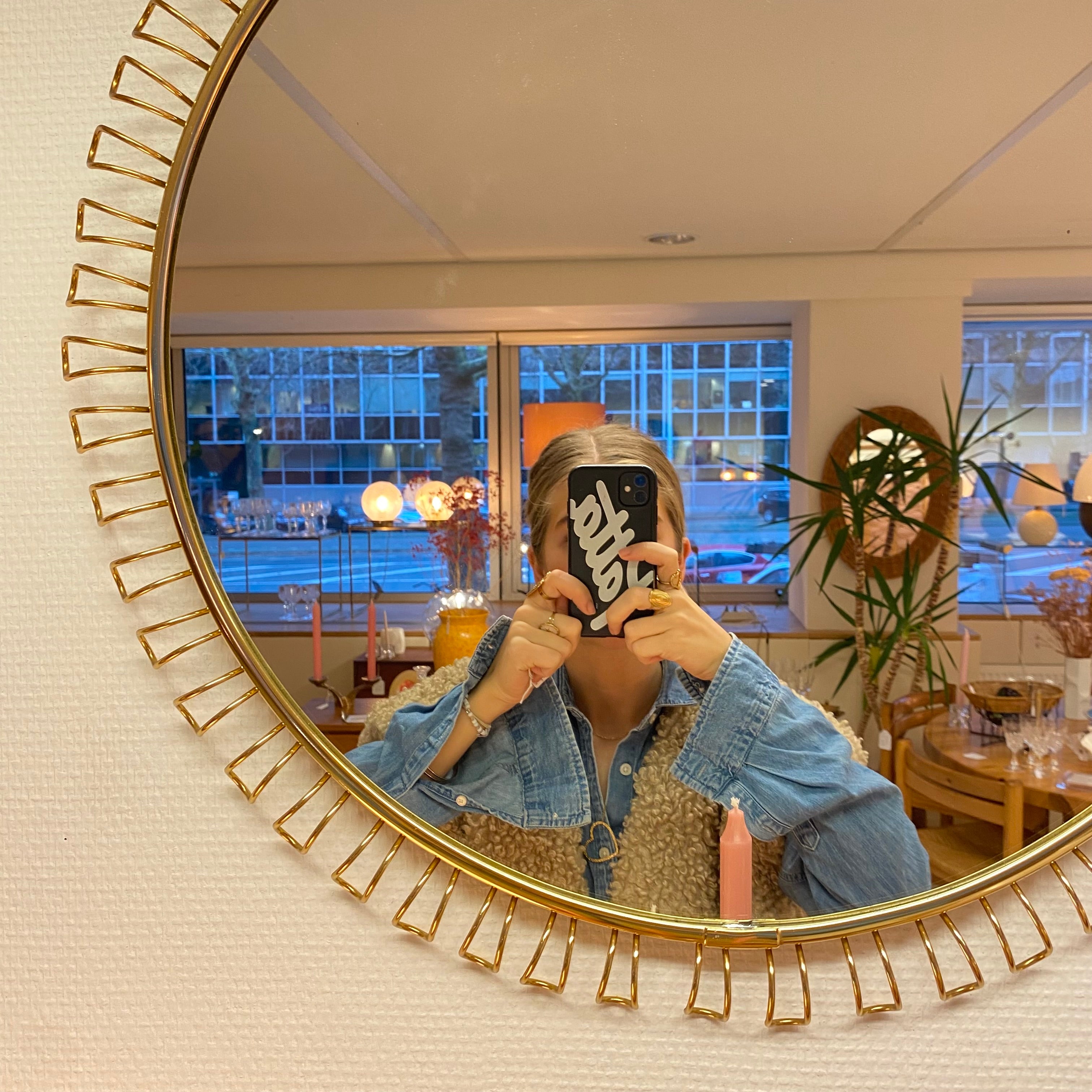 Swedish Round Brass Mirror By Josef Frank image 4