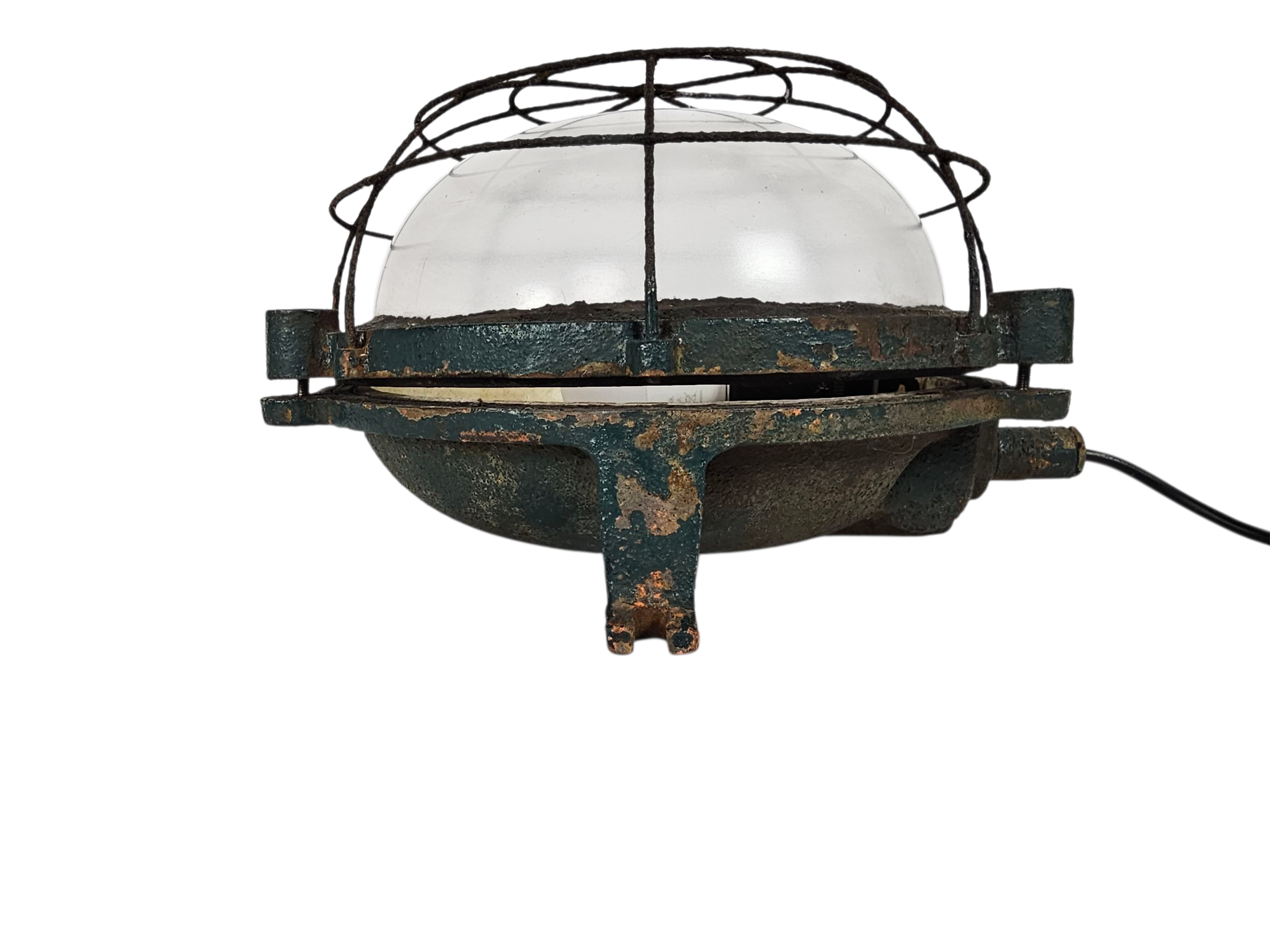 Industriële Gietijzeren Kooilamp - Muurlamp - Buitenlamp - Gal - Frankrijk - 50's image 5