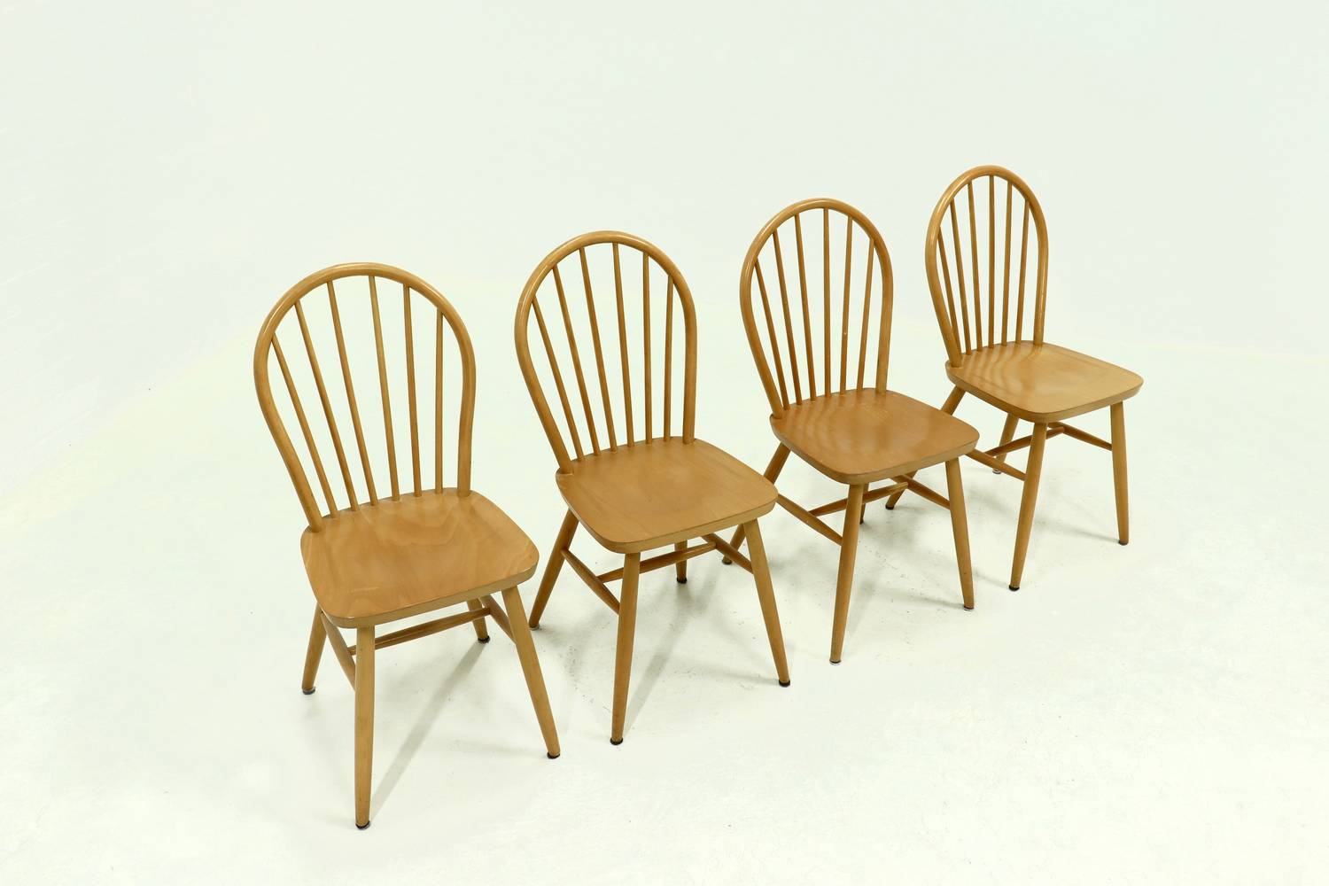 Set Of 4 Scandinavian Spindle Back Dining Chairs In Style Of Akerblom 1960s image 5