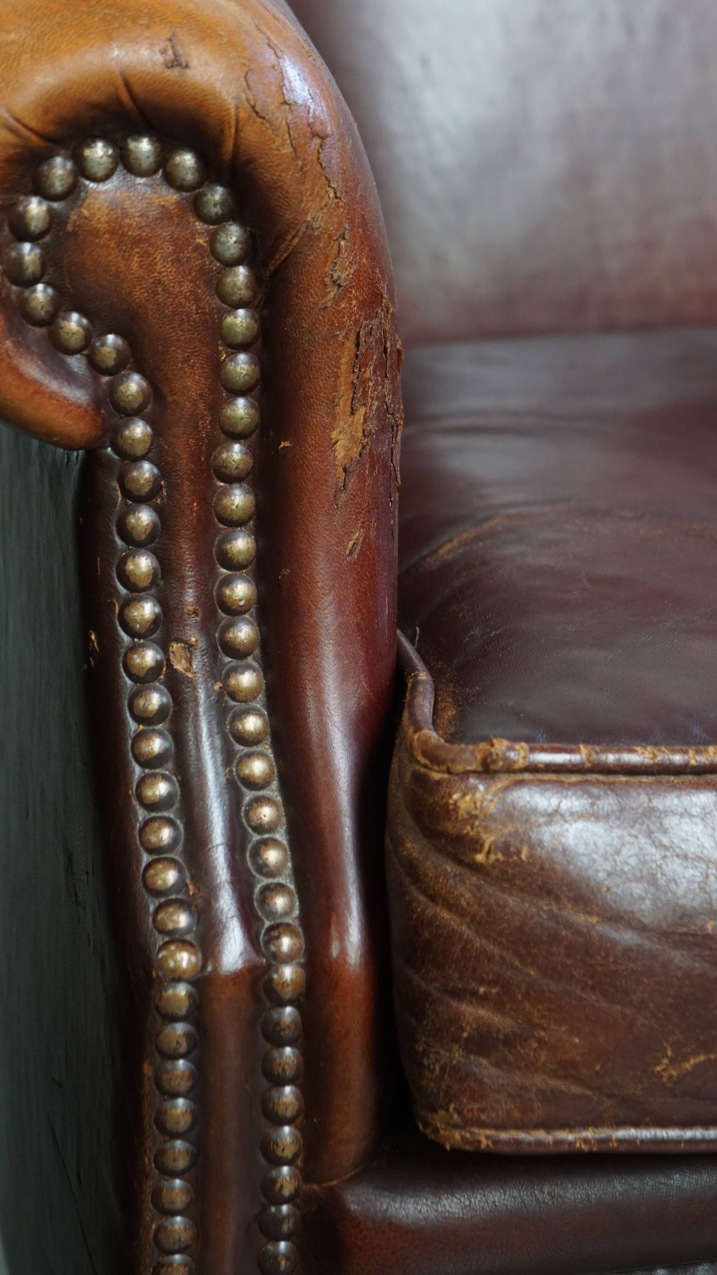 Karaktervolle Set Van 2 Vintage Schapenleren Armchairs Met Warme Kleuren En Een Mooi Patina image 16