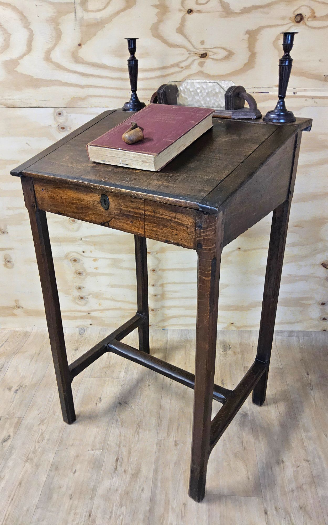Antieke Staande Hoge Eiken Houten Lessenaar / Schrijfbureau (19e Eeuw) / Clerk Desk image 2