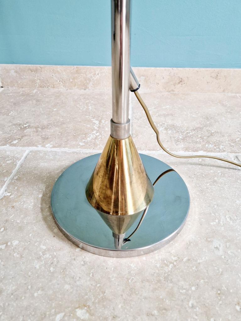 Lampe Sur Pied En Métal Chromé Et Laiton, 1970 image 9