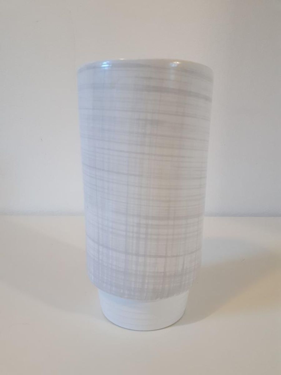 50's Vintage Bloempot Hoge Grijs Witte Retro Pot image 2