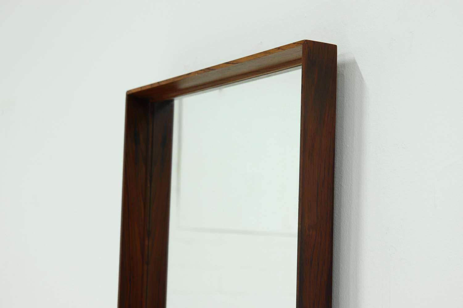 Large Scandinavian Rectangular Rosewood Mirror 1960s image 5