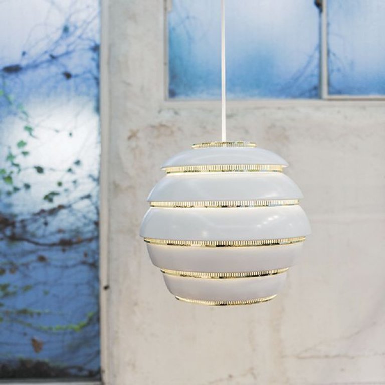 Artek Aalto A331 Hanglamp Ø33 Wit, Verchroomde Ringen image 4